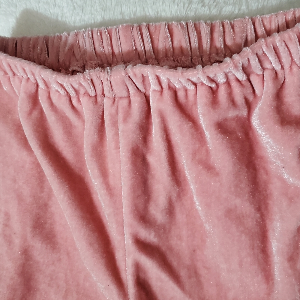 Pink velvet velour ruffle pants girls sz 5-6 New fall winter soft easy pull on - Picture 3 of 5